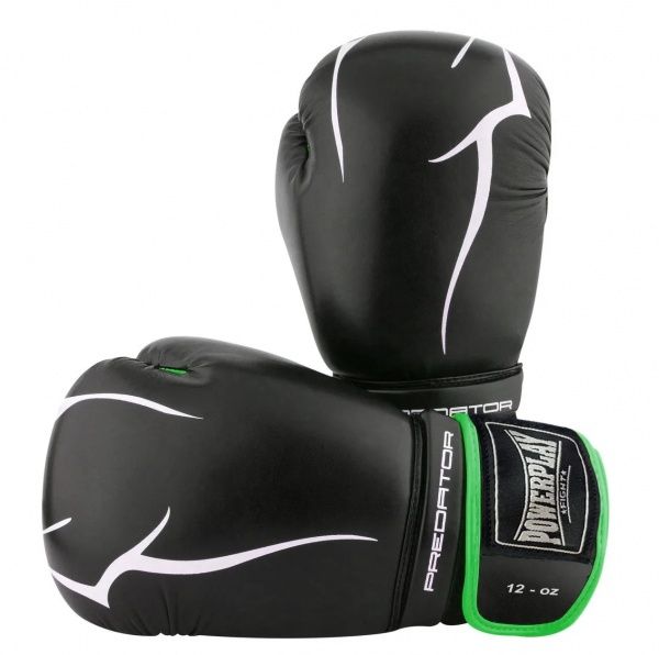 Боксерские перчатки PowerPlay р. 12 12oz 3018 черно-зеленый
