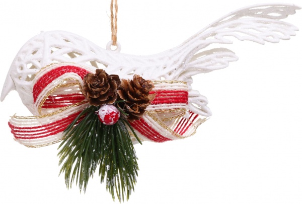 Декоративная подвеска Бабочка с декором 15 см HFF205W белый