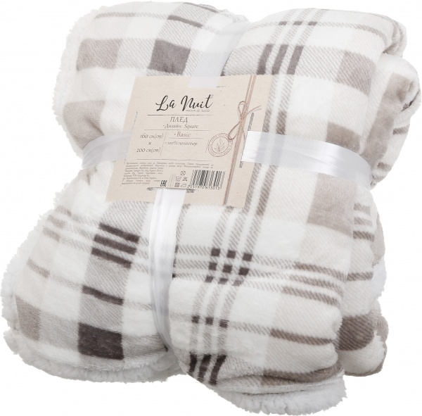 Плед двосторонній Square 160x200 см білий із бежевим La Nuit 