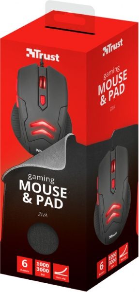 Миша Trust Ziva Gaming з ковриком 21963 