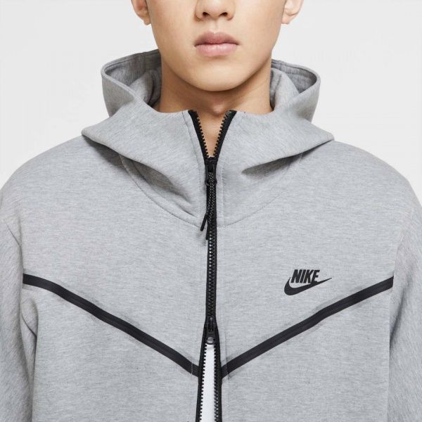 Джемпер Nike M NSW TCH FLC HOODIE FZ WR CU4489-063 р. S сірий меланж
