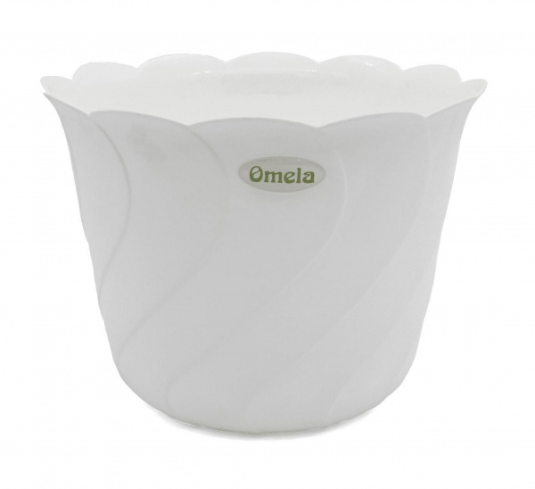 Кашпо пластикове Омела Батик круглий 2 л білий 