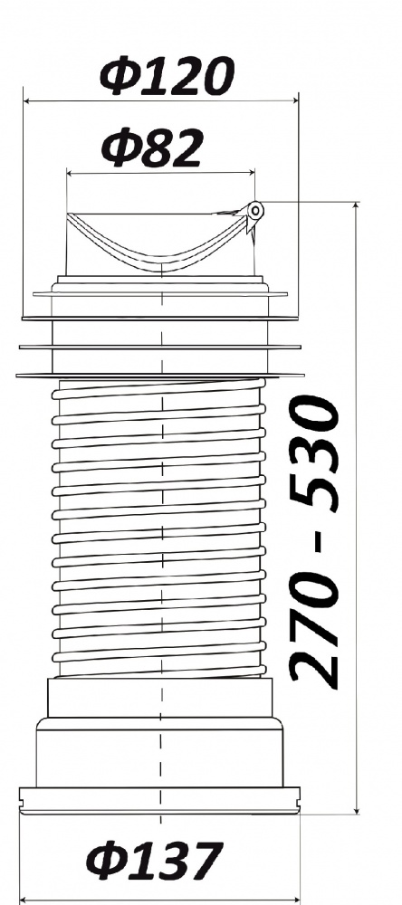 Труба гофрированная ScandiSPA унитазная для чугунной канализации с механизмом обратного клапана.