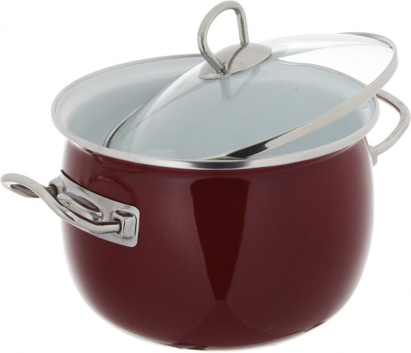 Каструля з кришкою сферична емальована 3,5 л Бордо Bella Vita