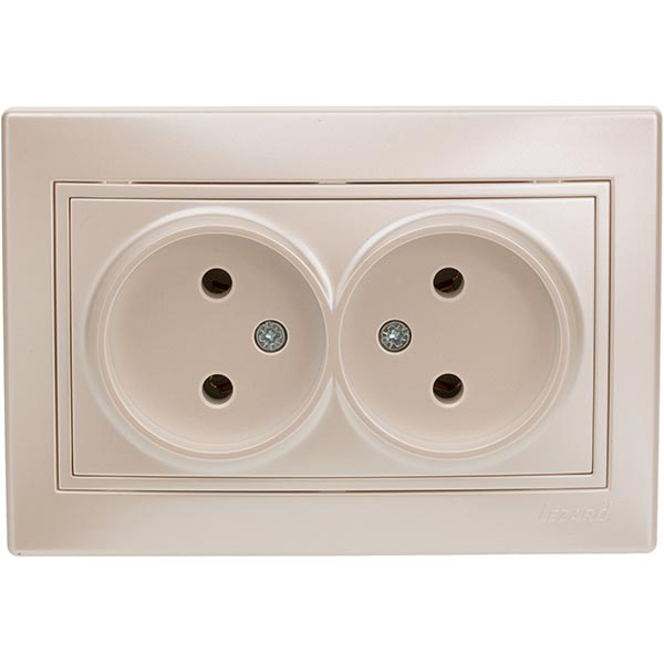 Розетка двойная без заземления Lezard Mira 16 А 250 В 701-3030-128В без шторок кремовый