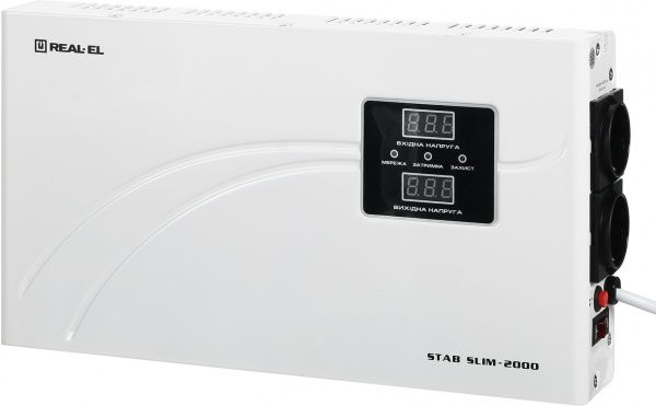 Стабілізатор напруги Real-el STAB SLIM-2000, white (REAL-EL