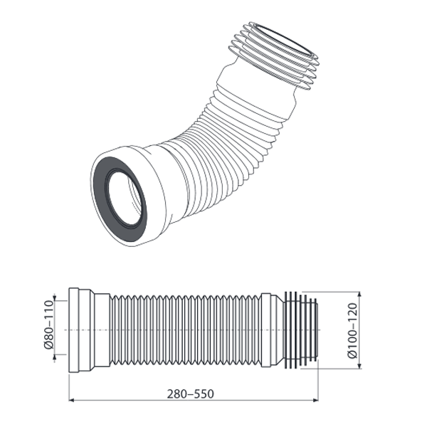 Труба гофрована для унітазу Alcaplast A97 ПП A97