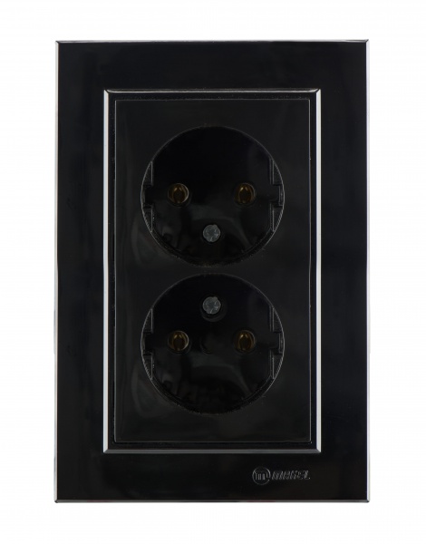 Розетка 2 без заземлення Makel Karea IP20 чорний глянець 56111017