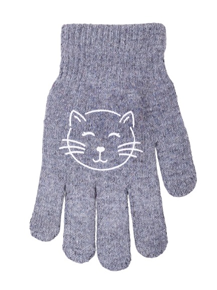 Рукавички YO! Кіт р.14 сірий 