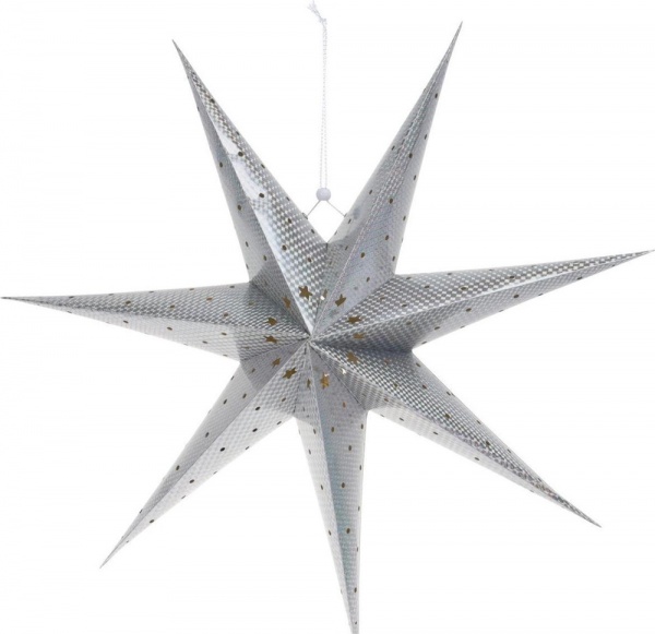 Украшение новогоднее с подсветкой в форме звезды на 10 led ламп 60 см серебро ACS202010