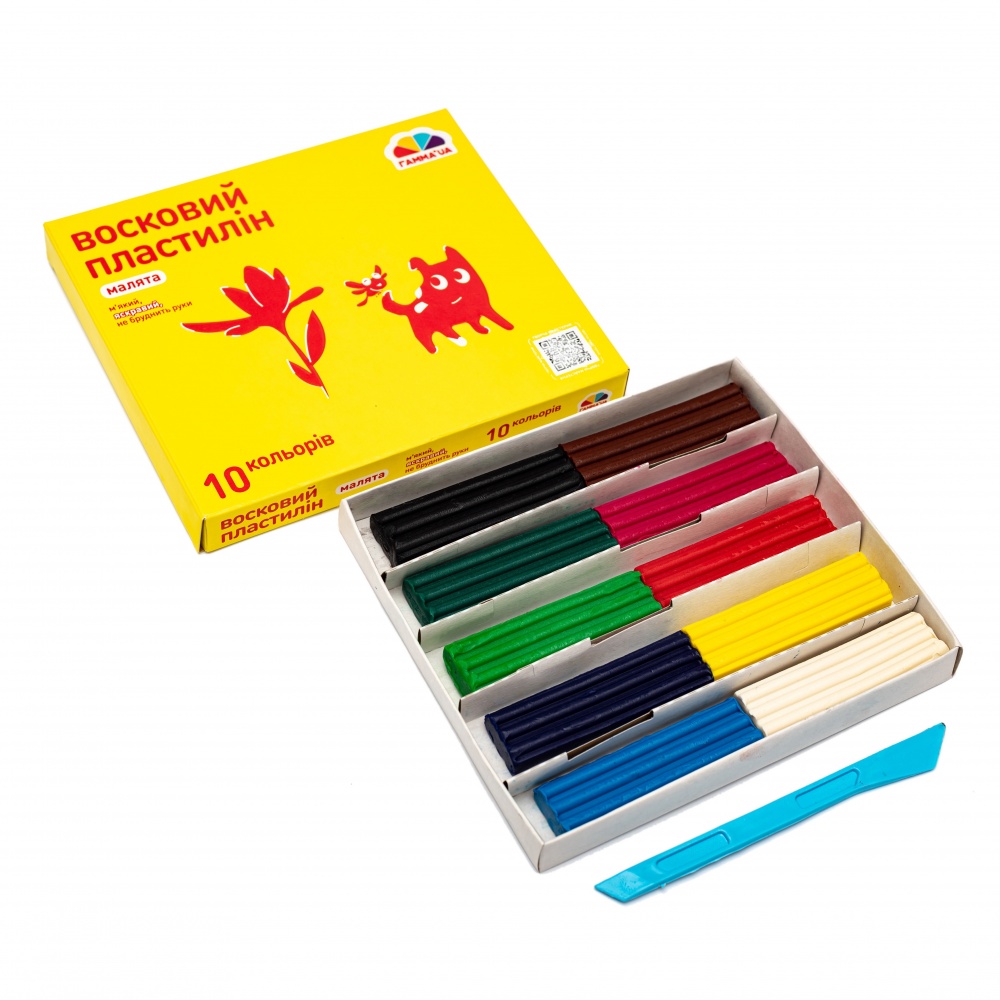 Пластилін восковий 10 кольорів 120 г Гамма UA