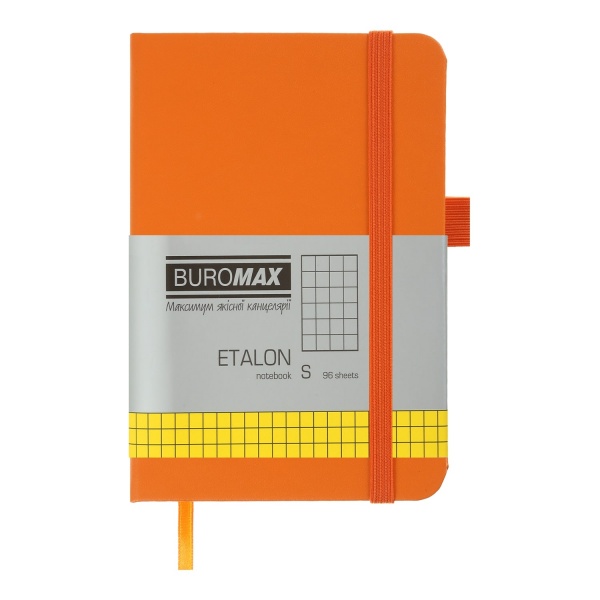 Книга для записей Etalon 95x140 мм 96 лист. клетка оранжевый Buromax