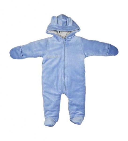 Комбінезон Bambinelli велюр утеплений з вишивкою блакитний р.74 