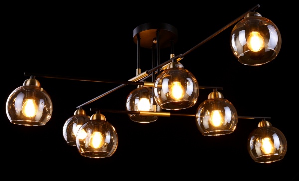 Світильник стельовий Accento lighting Portofino 8x60 Вт E14 чорний/золото ALHu-KC11100-8 