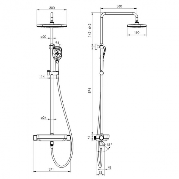 Душова система Imprese Centrum T-10300LX з термостатом
