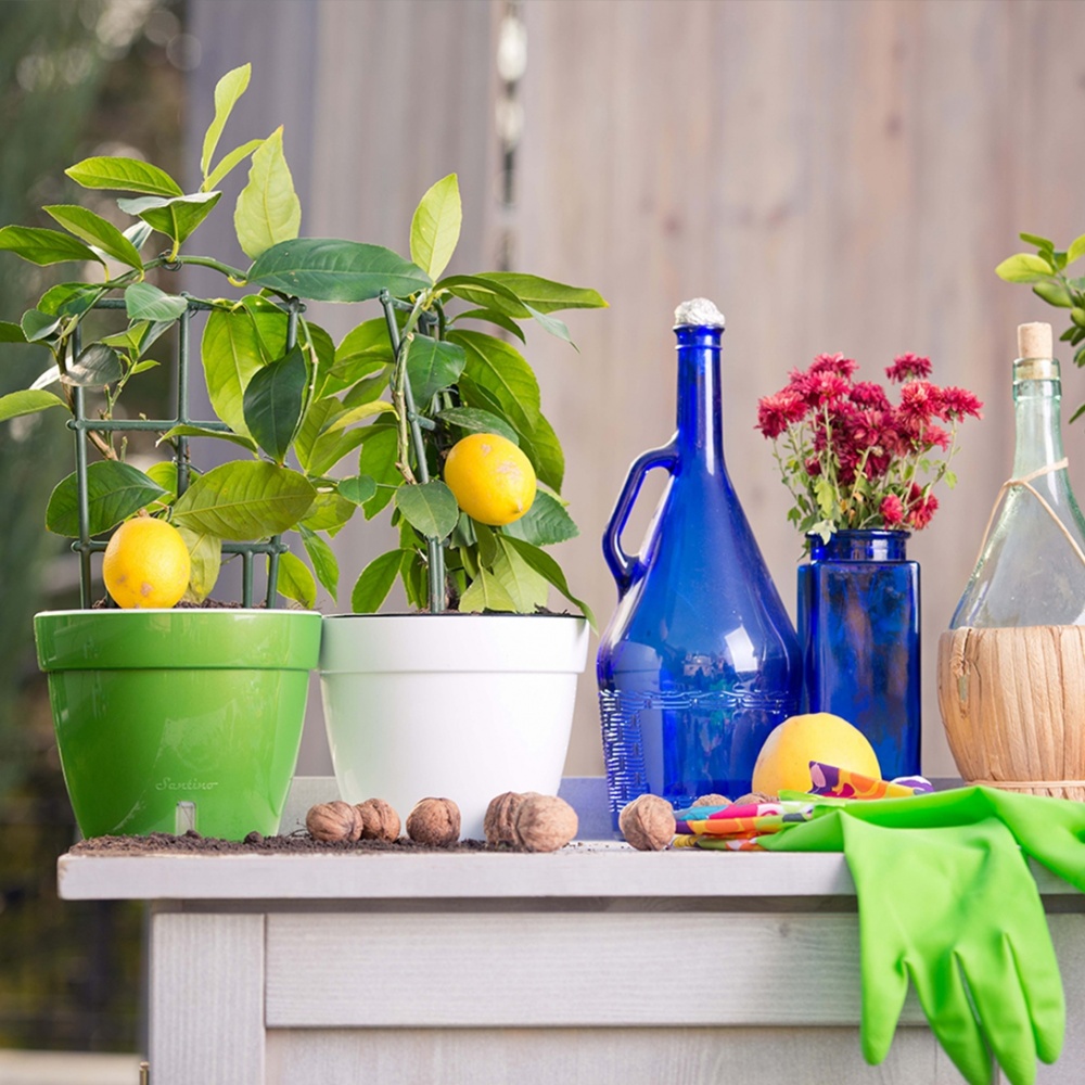 Вазон пластик Asti круглий біло-чорний 12 л Santino (2005212)