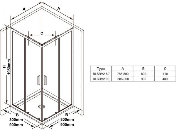 Душевая кабина Ravak BLSRV2-80 Полированный алюминий TRANSPARENT