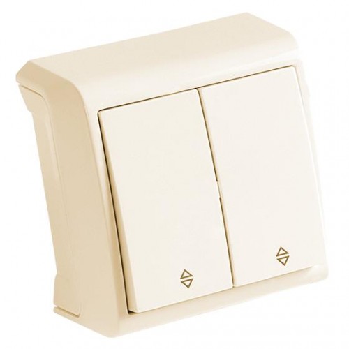 Вимикач прохідний двоклавішний Viko Vera зовнішній без підсвітки кремовий 90681217