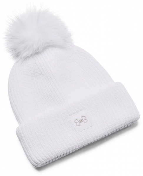 Шапка Under Armour UA HALFTIME RIBBED POM 1373098-100 р.one size белый