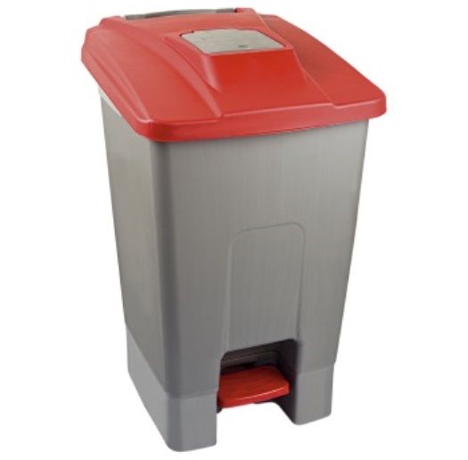 Контейнер для сміття Planet з педаллю 100л сіро-червоний