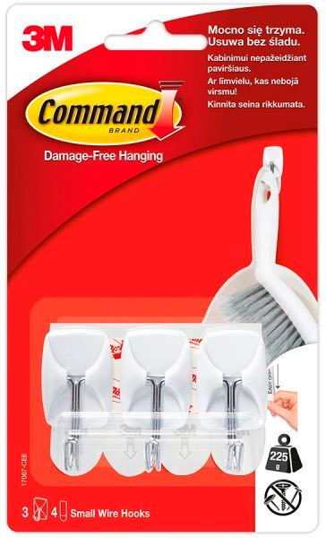 Крючок 3M Command 17067 для столовых приборов 0,225 кг 3 крючка 4 полоски