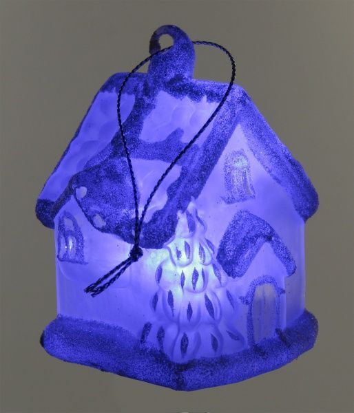 Новогодняя декорация Стеклянный домик 6х5,6х10,5 см с RGB подсветкой