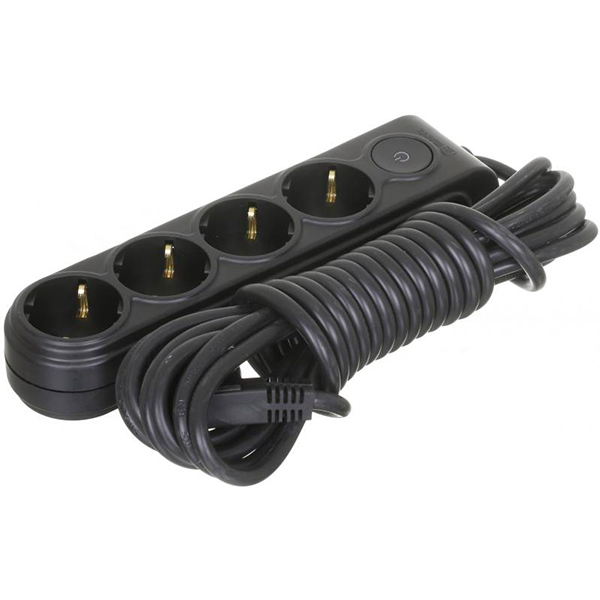 Удлинитель Makel с защитными шторками с заземлением 4 гн. черный 5 м N4311163 