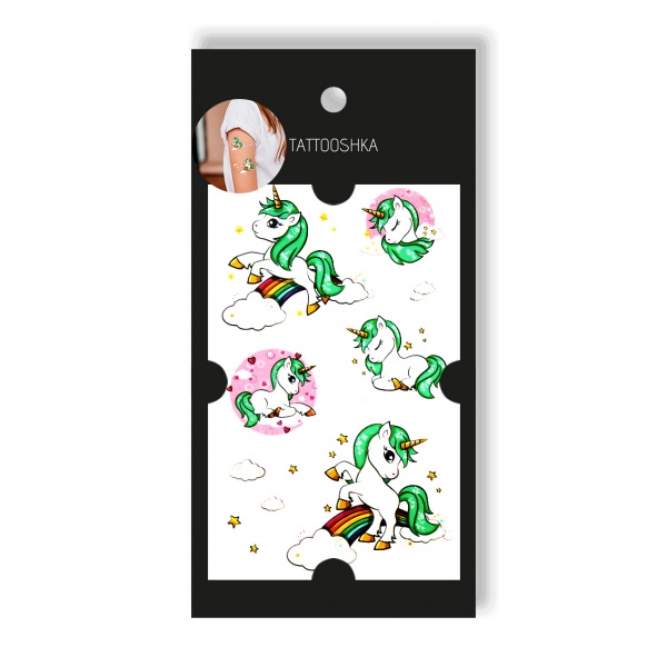 Тату тимчасове TATOOSHKA Зелений единоріг