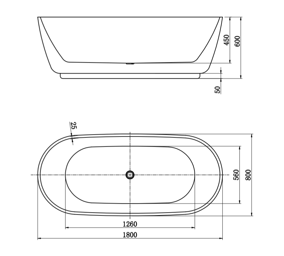 Ванна акриловая ScandiSPA GERD 180х80 см