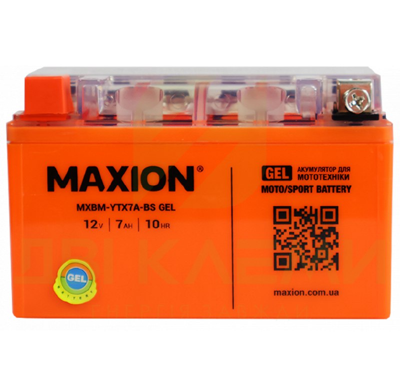 Аккумулятор автомобильный MAXION 7Ah 90A 12V YTX7A-BSGEL «+» слева