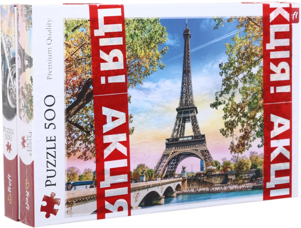 Набор пазлов Trefl (500 + 500 элементов) Черный мотоцикл и Романтический Париж 37384/37330