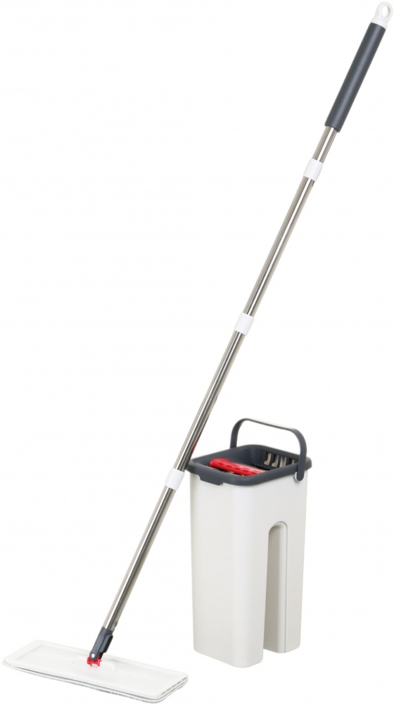 Набір для прибирання для підлоги OBERY з вертикальним віджимом Super Clean Compact 2в1 30 см сірий