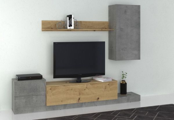 Стінка LUCKY дуб крафт золотий/бетон 