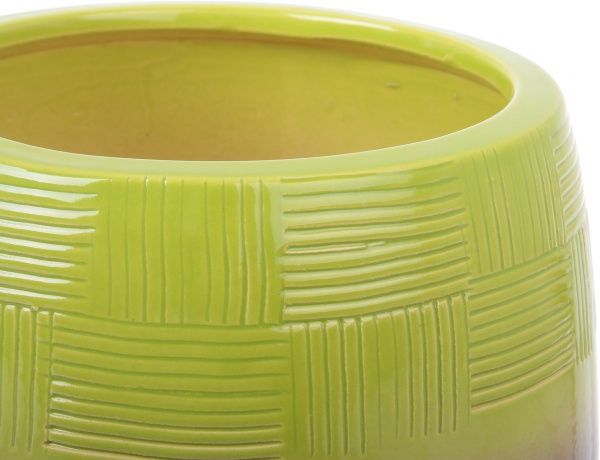 Горщик Viet Thanh Ceramic з блюдцем гармонія 34х27 см VT.11416-1 круглий сірий із зеленим 