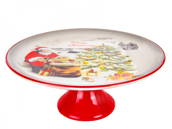 Блюдо для торта на ніжці Дід Мороз 858-0024 Lefard 