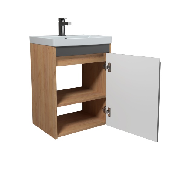 Тумба Мойдодыр Olive 50-U с умывальником Sempre 50 подвесная/напольная