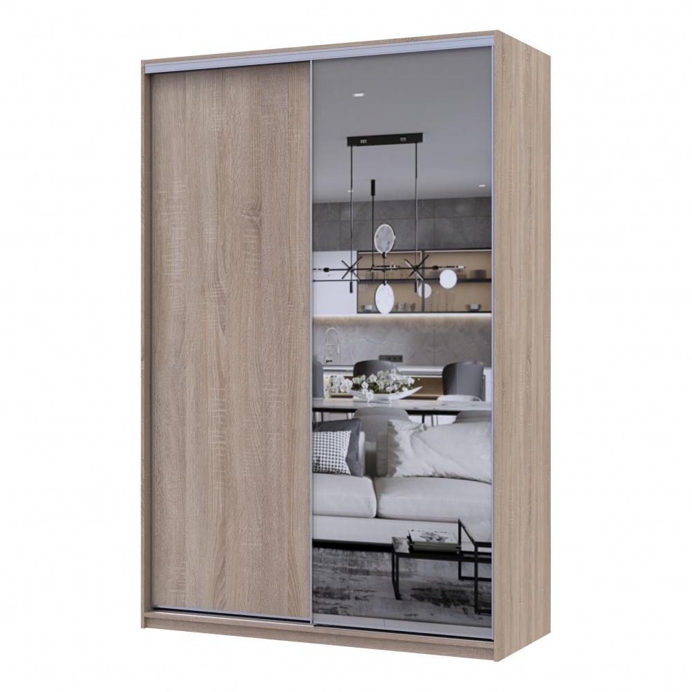 Шафа-купе Сіті Лайт Doros ДСПдзеркало 1,5 м 1500x600x2250 мм дуб сонома двері ДСП/дзеркало