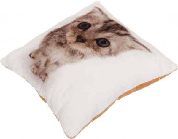 Подушка декоративная Котенок 974 28x28 см бежевый с рисунком СЕЛЕНА 