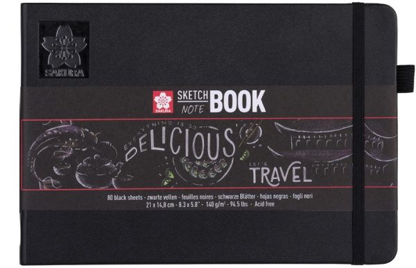 Блокнот для эскизов Sketch 21х14,8 см 80 л черный Sakura