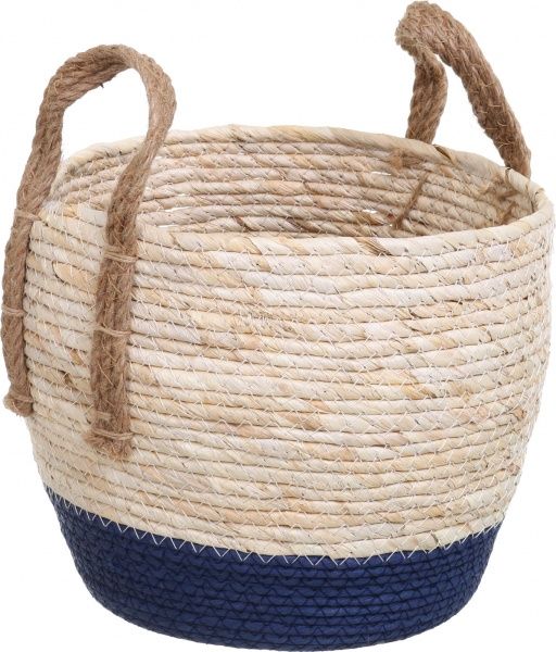 Кошик з ручками Рогоза маленький 26х23 см бежево-чорний