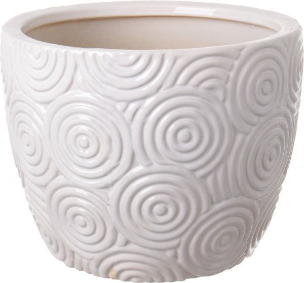 Горщик Viet Thanh Ceramic з блюдцем спіраль 29х23 см VT.10704-1 круглий білий 