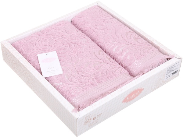 Набір рушників Esra 2 шт. брудно-рожевий Karna 