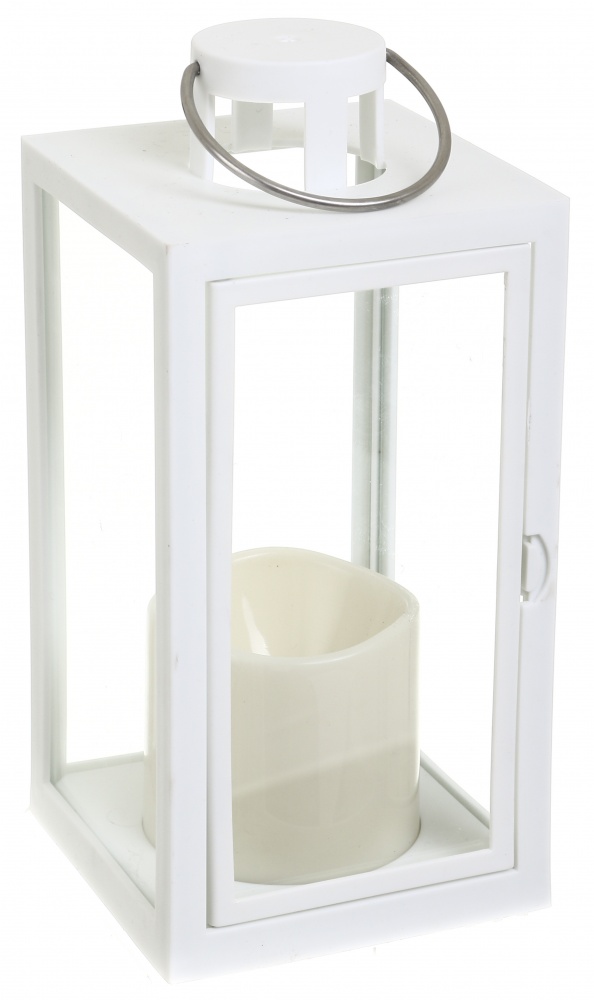 Свеча -фонарь LED со свечой 10х10х21 см белый Pako-If