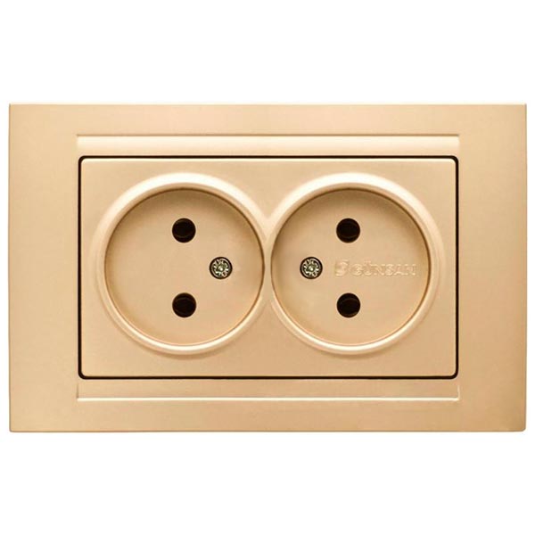 Розетка двойная без заземления Gunsan Moderna без шторок бежевый металлик MD 29 25 149