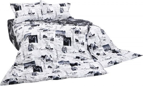 Комплект постільної білизни Citylife сімейний чорний із білим La Nuit 
