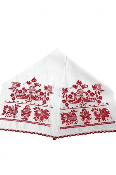 Рушник Щаслива доля 33x100 см Галерея льону білий із червоним 