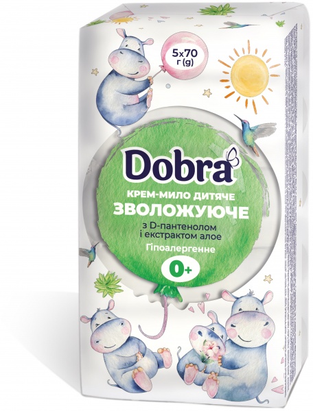 Мило дитяче Dobra з D-пантенолом та екстрактом алое (екопак) 70 г 5 шт./уп.