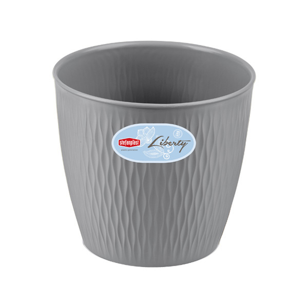Вазон пластиковий Stefanplast Liberty круглий 8,5 л сірий (87275) 