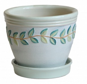 Горщик керамічний Оріана-Запоріжкераміка В`єтнамський набір № 312 круглий 15 л білий із малюнком (110-1-043)