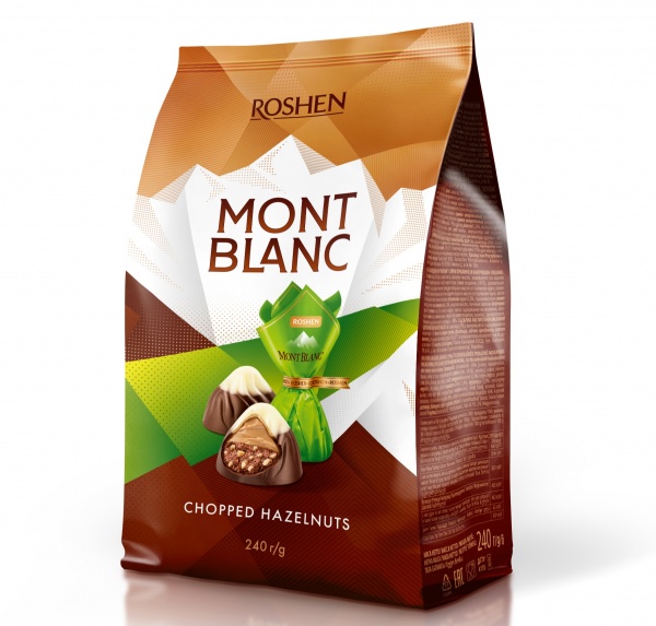 Цукерка Roshen монблан крем-праліне та подрібнений лісовий горіх 240 г 